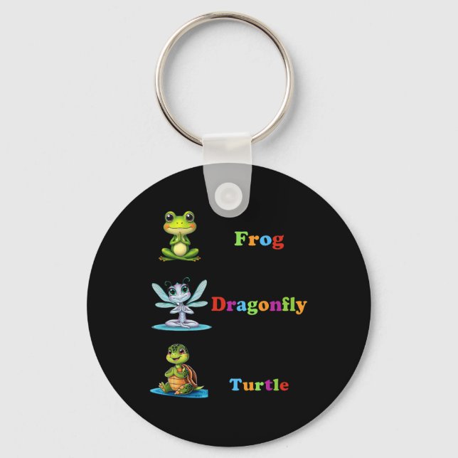 Llavero Sutil Humor Político Rana Dragonfly Turtle Yoga (Anverso)
