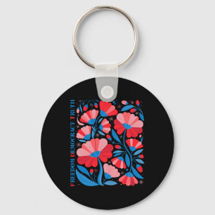 Llavero Sutil Libertad Democracia Verdad Boho Floral 4 de