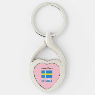 Llavero Sverige y bandera sueca Personalizado 