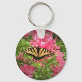 Llavero Swallowtail Butterfly Sits on Pink Azaleas