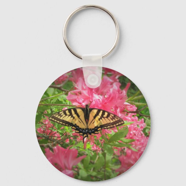 Llavero Swallowtail Butterfly Sits on Pink Azaleas (Anverso)