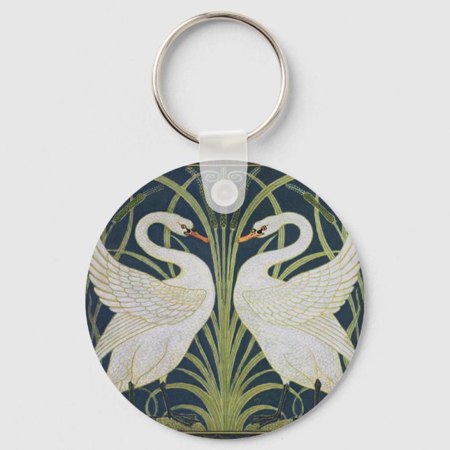 Llavero Swan Art Nouveau Swirl Bird White (Anverso)