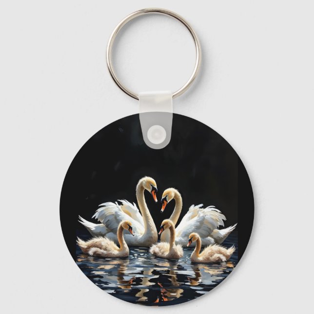 Llavero Swan Family on Black Lake Artwork (Anverso)