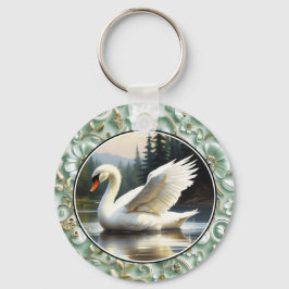 Llavero Swan Glides Gracefully on Lake