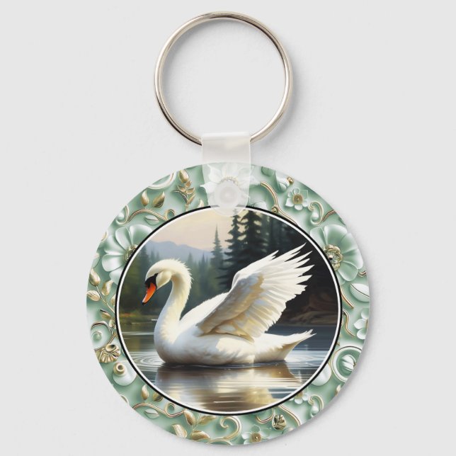 Llavero Swan Glides Gracefully on Lake (Anverso)