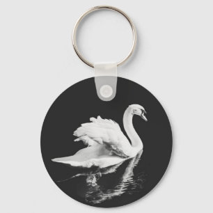 Llavero Swan Swimming Black and White