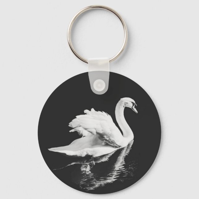 Llavero Swan Swimming Black and White (Anverso)