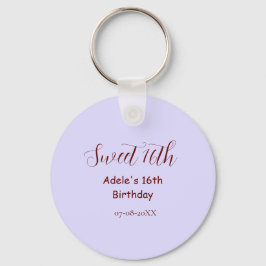 Llavero Sweet 16th birthday purple pastel mauve retro name