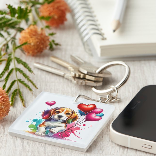 Llavero Sweet Beagle Pup Valentine (Frente Derecha)