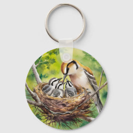 Llavero Sweet bird nest painting