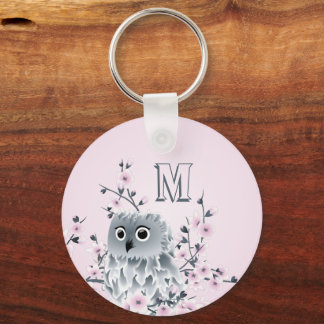 Llavero Sweet Owl Pink Girly Monogram