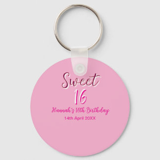 Llavero Sweet sixteen pink white name date bold letter mar