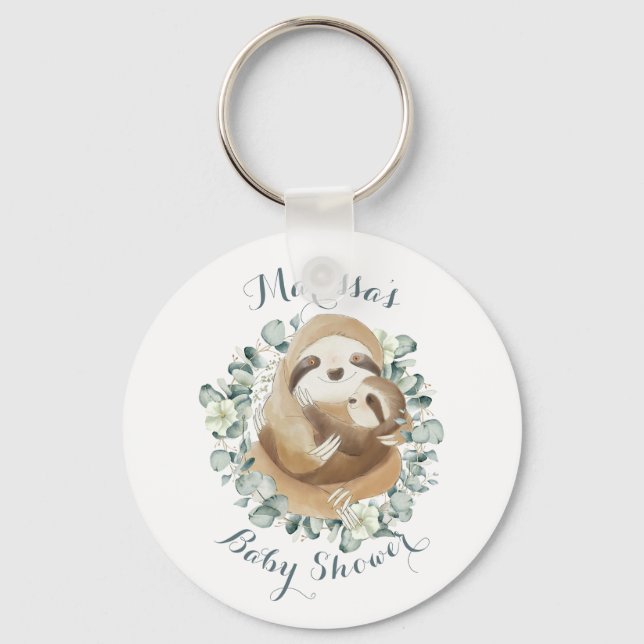 Llavero Sweet Sloth Mommy Cuddle Wreath Baby Shower Favor (Anverso)