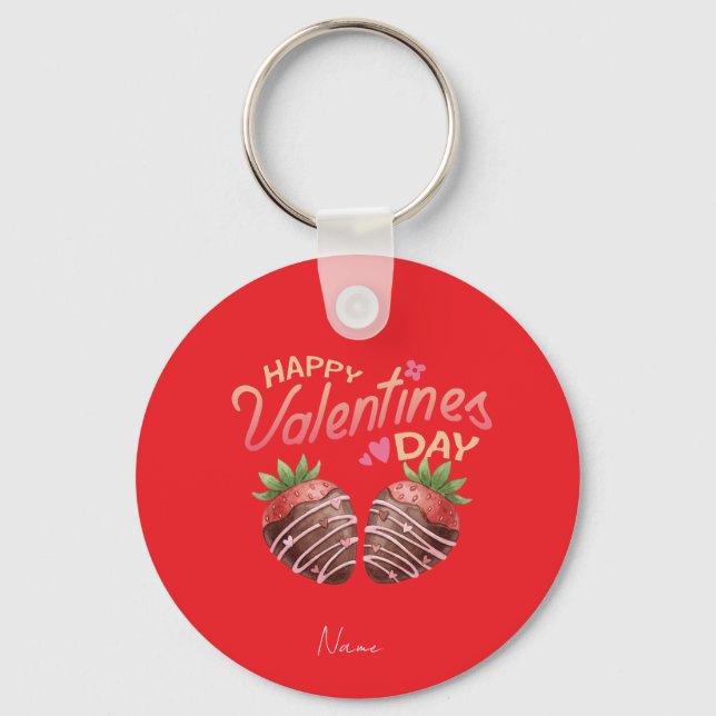 Llavero Sweet Strawberry Valentine's Day Personalized Coff (Anverso)