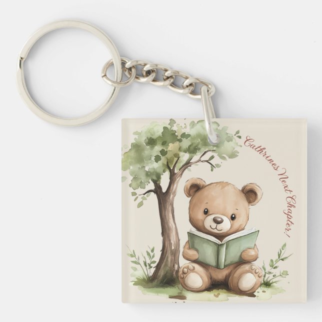 Llavero Sweet Teddy Bear Book Lover Baby Shower Party  (Frente)