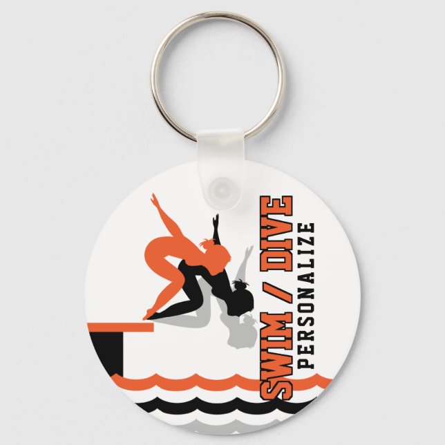Llavero Swim Dive Team - Naranja y negro (Anverso)
