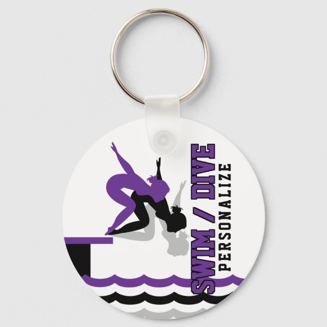 Llavero Swim Dive Team - Purple y Black (Anverso)