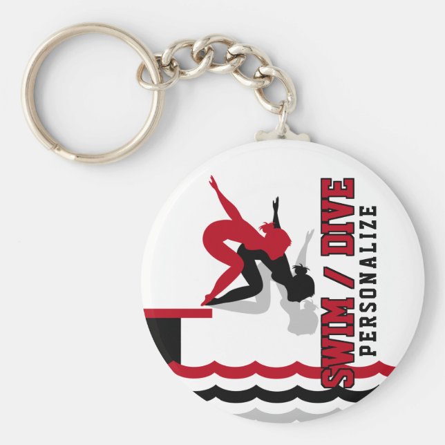 Llavero Swim Dive Team - Rojo y Negro (Frente)