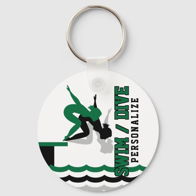Llavero Swim Dive Team - Verde y Negro (Anverso)