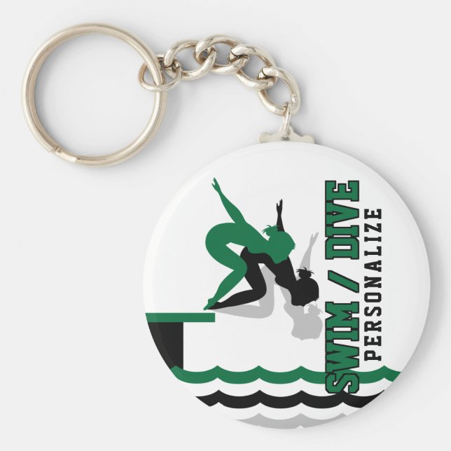 Llavero Swim Dive Team - Verde y Negro (Frente)