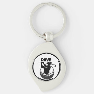 Llavero Swing de golf del hombre y pelota de golf