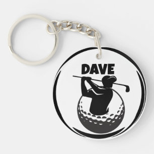 Llavero Swing de golf del hombre y pelota de golf