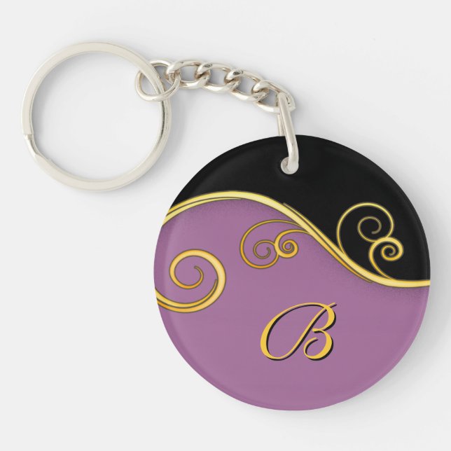 Llavero Swirl morado-negro con inicio (Frente)