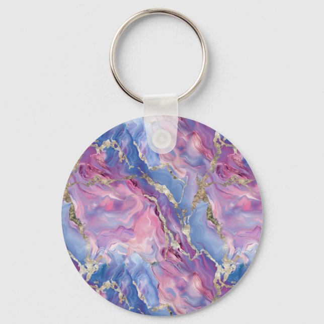 Llavero Swirling Pattern of Marbled Effect Pink and Blue (Anverso)