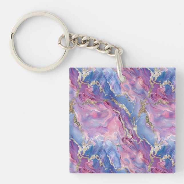 Llavero Swirling Pattern of Marbled Effect Pink and Blue (Frente)