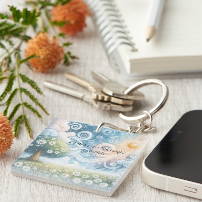 Llavero Swirling Skies / Daisies y Cita (Frente Derecha)