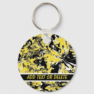 Llavero Swirls de negro, blanco y amarillo
