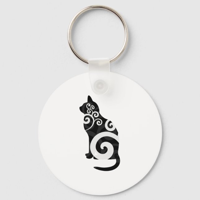 Llavero Swirly Cat Black (Anverso)