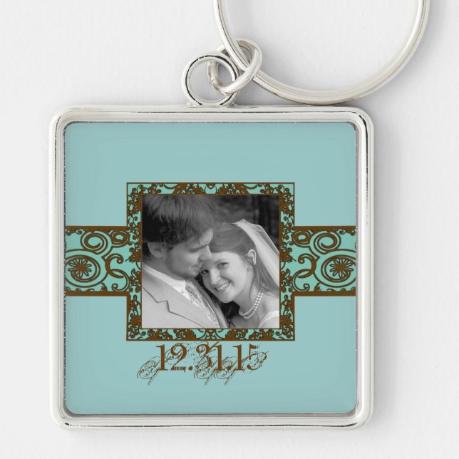 Llavero Swirly Floral Boda Keychain (Frente)