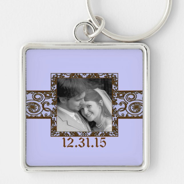 Llavero Swirly Floral Boda Keychain (Frente)