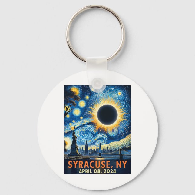 Llavero Syracuse New York Eclipse Solar Total 2024 Starry (Anverso)