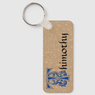 Llavero T de capital decorativo rectangular