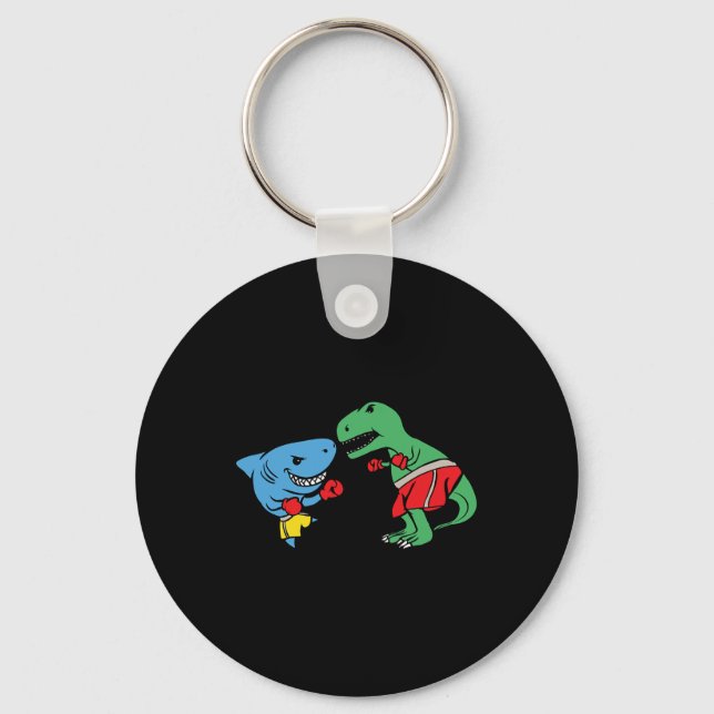 Llavero T-Rex de boxeo punzando tiburón divertido boxeador (Anverso)