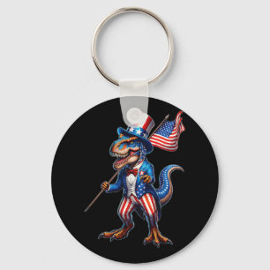 Llavero T-rex del 4 de julio bandera estadounidense patrió