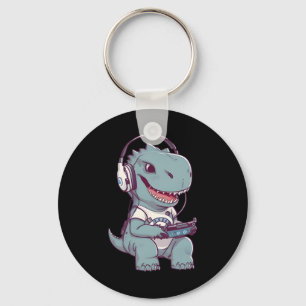 Llavero T. Rex-dinosaur Jugando Videojuego Gaming Gamer Pl