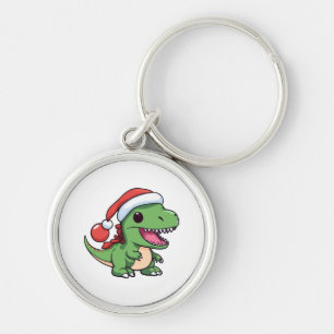 Llavero T-Rex Dinosaur Kawaii con Sombrero de Navidad