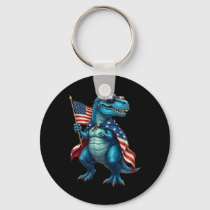 Llavero T Rex Dinosaur Retro 4 De Julio Bandera Americana
