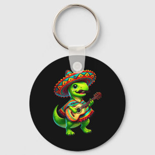 Llavero T-rex dinosaur tocando guitarra cinco de mayo mexi