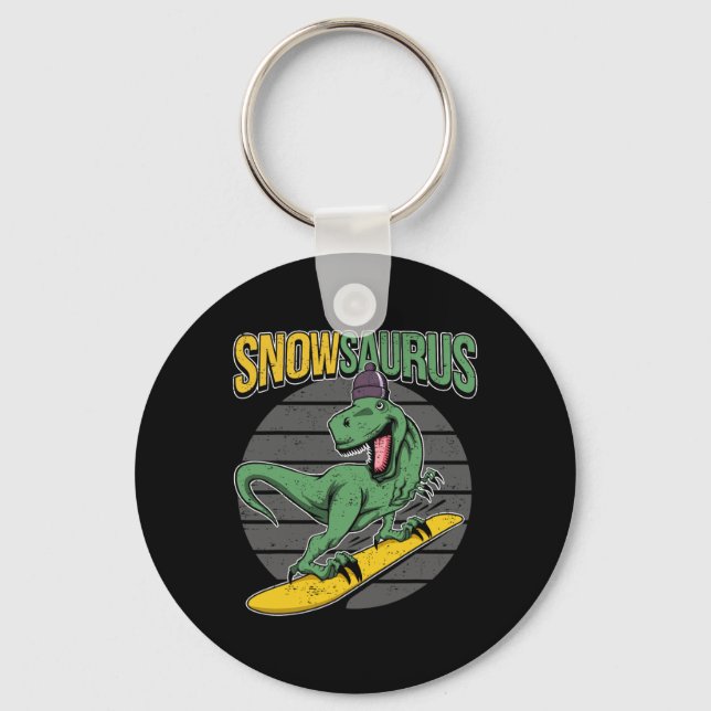 Llavero T-rex Esquiando Dinosaurio Snowboard  (Anverso)