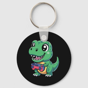 Llavero T-Rex Feliz Con Controlador De Juego Dino Gamer Li