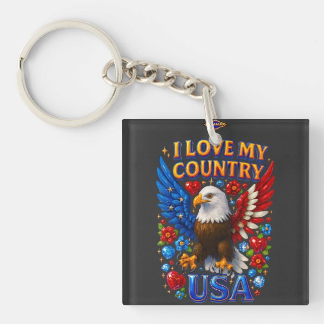 Llavero T-Shirt Design: I Love My Country - USA (Frente)