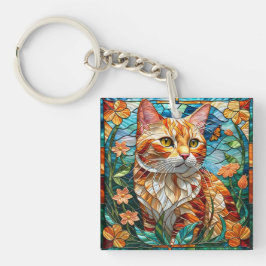 Llavero Tabby art stained glass cat colorful modern style