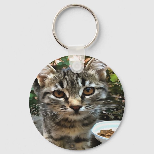 Llavero Tabby Cat Kitten Haciendo Contacto Ocular (Anverso)