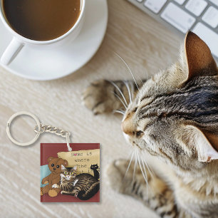 Llavero Tabby Home Burgundy Cat