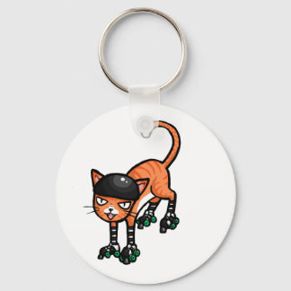 Llavero tabby naranja sobre patines