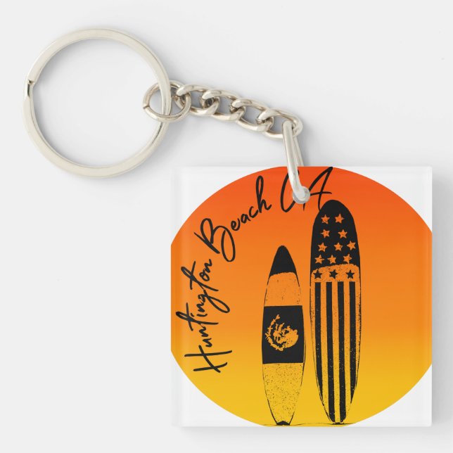 Llavero Tablas de surf y puestas de sol de Huntington Beac (Frente)